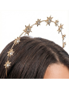 Serre-Tête Couronne d’Étoiles Or – Double Halo Doré 2