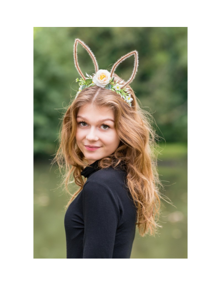 Serre-Tête Lapin Fleuri – Oreilles de Lapin avec Fleurs