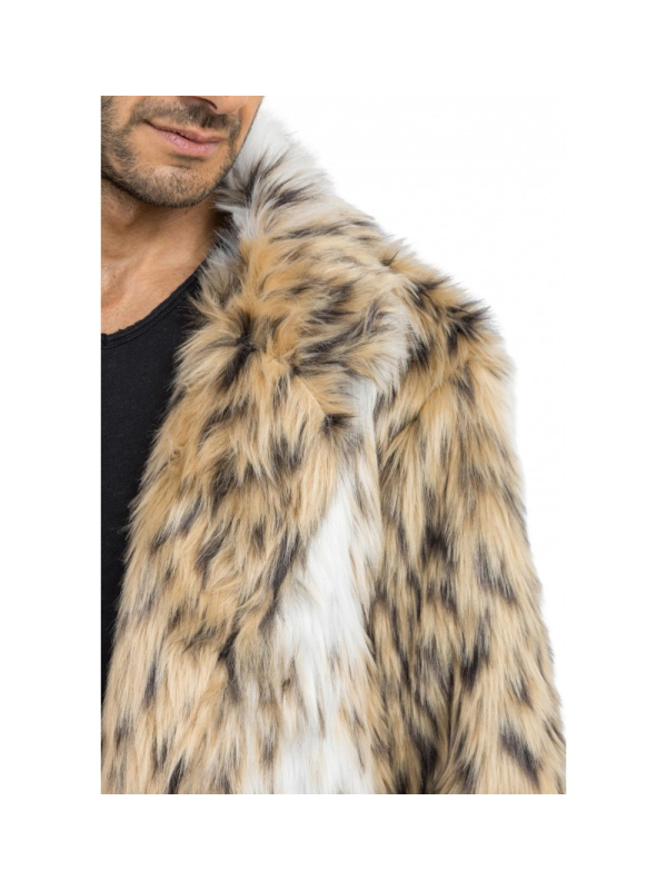 Manteau Long Fausse Fourrure Léopard Homme – XL & XXL – Spécial Carnaval de Dunkerque