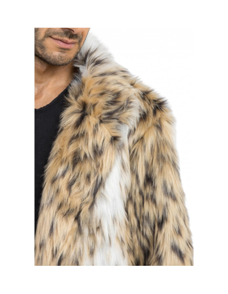 Manteau Long Fausse Fourrure Léopard Homme – XL & XXL – Spécial Carnaval de Dunkerque