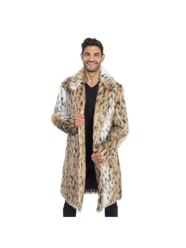 Manteau Long Fausse Fourrure Léopard Homme – XL & XXL – Spécial Carnaval de Dunkerque