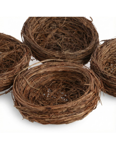Nids en Sisal Brun à Garnir – Lot de 4 Ø 6 cm – Décoration de Pâques