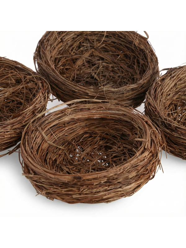 Nids en Sisal Brun à Garnir – Lot de 4 Ø 6 cm – Décoration de Pâques