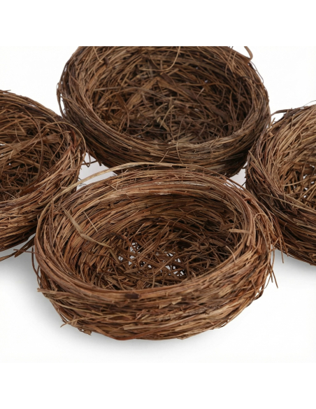 Nids en Sisal Brun à Garnir – Lot de 4 Ø 6 cm – Décoration de Pâques