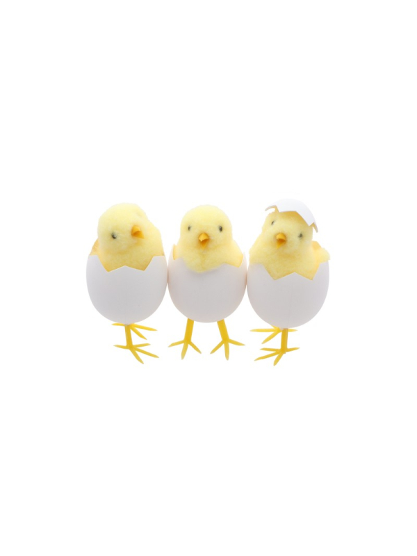 Poussins Jaunes dans Coquille d’Œuf – 3 Assortiments – Lot de 3 Minimum
