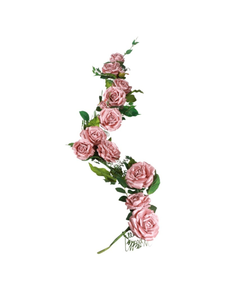 Centre de Table Roses Luxe en Velours – 2 m – Rose Poudré ou Rouge