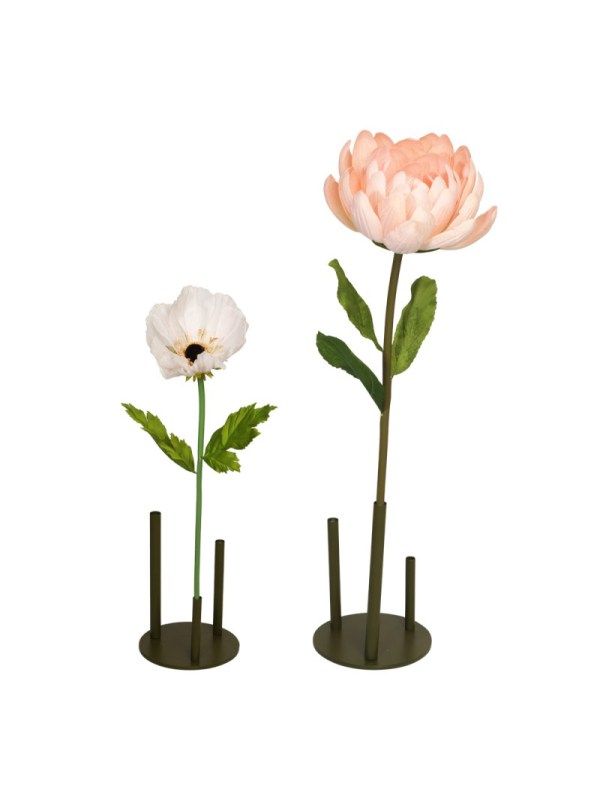 Support Métal pour Fleurs Géantes – Base Stable Ø30 cm, 3 Tiges