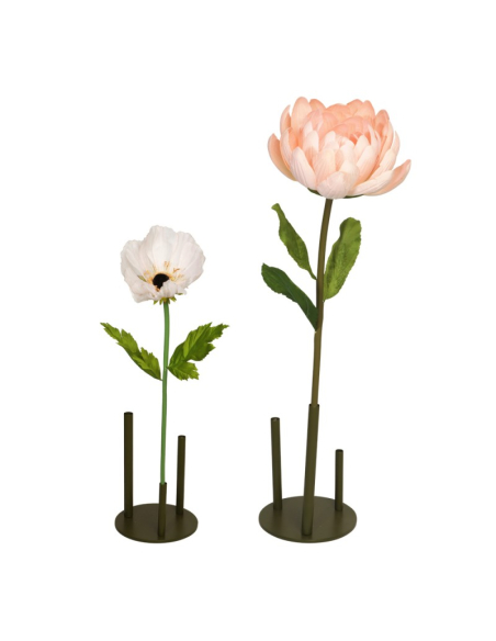 Support Métal pour Fleurs Géantes – Base Stable Ø30 cm, 3 Tiges