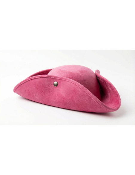Tricorne Velours Rose Haut de Gamme – Trois Points de Couture & Couleur Supérieure