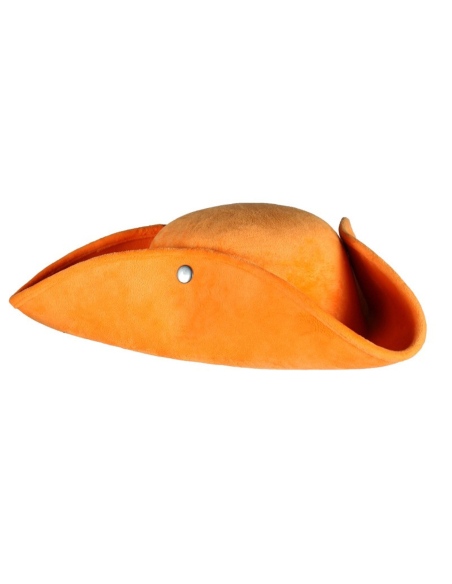 Tricorne Velours Orange Haut de Gamme – Trois Points de Couture & Couleur Supérieure