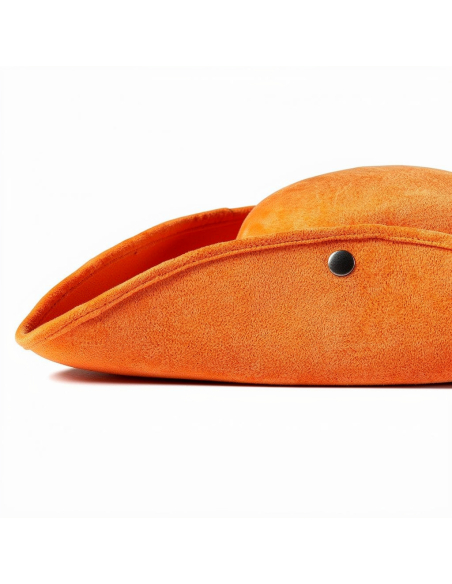 Tricorne Velours Orange Haut de Gamme – Trois Points de Couture & Couleur Supérieure