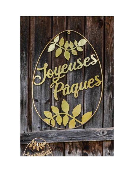 Œuf de Pâques Métal Doré 80 cm – Décoration Premium à Suspendre