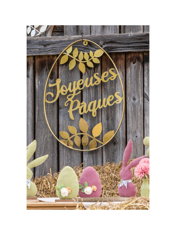 Œuf de Pâques Métal Doré 60 cm – Décoration Premium à Suspendre