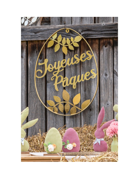 Œuf de Pâques Métal Doré 60 cm – Décoration Premium à Suspendre