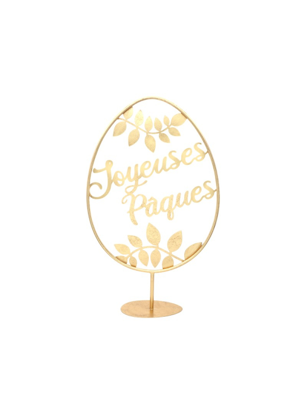 Œuf de Pâques à Poser Métal Doré 55 cm – Décoration Premium