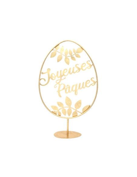 Œuf de Pâques à Poser Métal Doré 55 cm – Décoration Premium