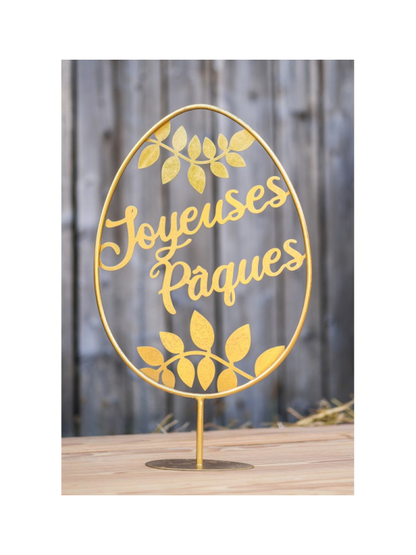 Œuf de Pâques à Poser Métal Doré 55 cm – Décoration Premium
