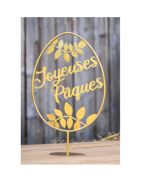 Œuf de Pâques à Poser Métal Doré 55 cm – Décoration Premium