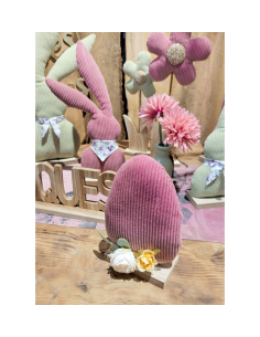 Œuf en Velours Vieux Rose 16 cm – Décoration Pastel Élégante