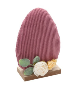 Œuf en Velours Vieux Rose 16 cm – Décoration Pastel Élégante 2