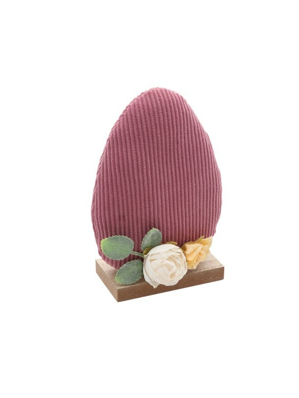 Œuf en Velours Vieux Rose 16 cm – Décoration Pastel Élégante
