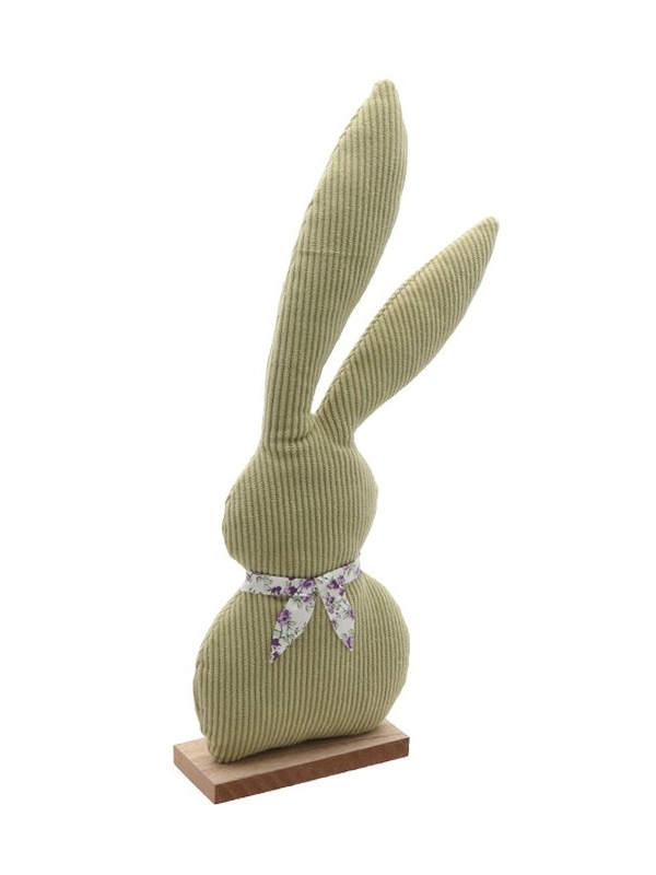 Décoration Lapin de Pâques en Velours – Grandes Oreilles Vert Sauge 35 cm