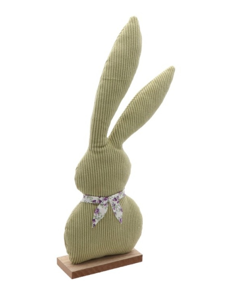 Décoration Lapin de Pâques en Velours – Grandes Oreilles Vert Sauge 35 cm