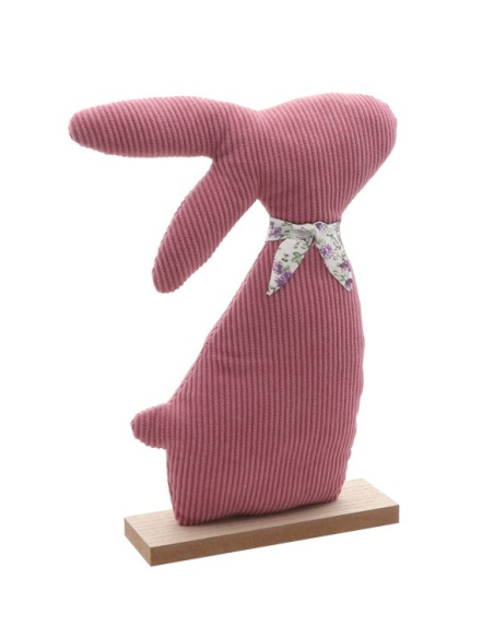 Décoration Lapin de Pâques en Velours – Vieux Rose 28 cm