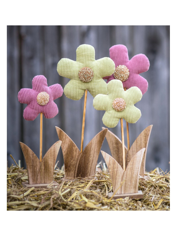 Décoration Fleur de Pâques en Velours – Lola Vieux Rose 32 cm
