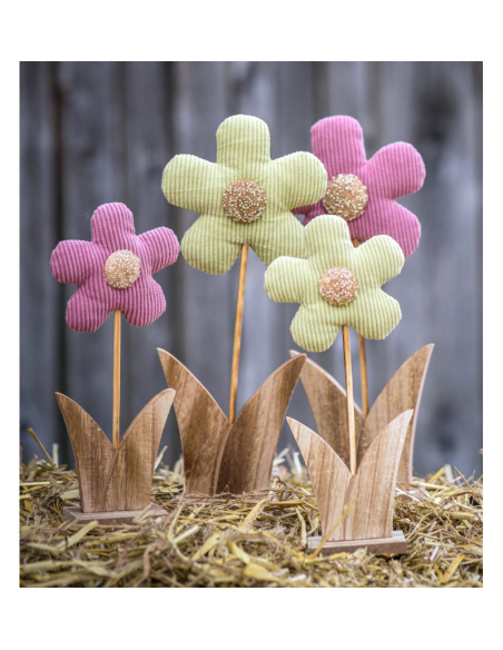 Décoration Fleur de Pâques en Velours – Lola Vieux Rose 32 cm