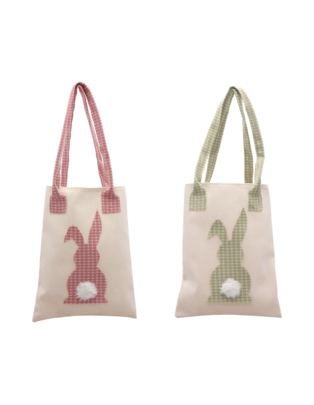 Sac Lapin de Pâques avec Pompon – Motif Vichy, 2 Assortiments