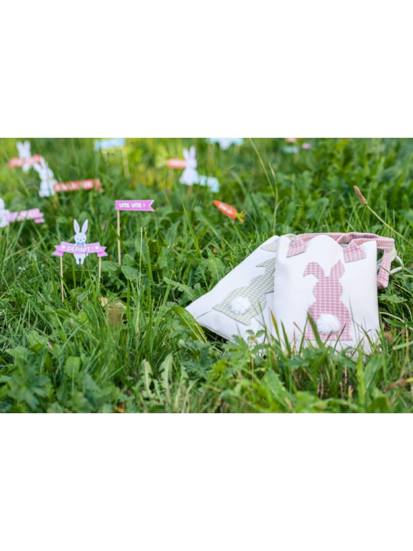 Sac Lapin de Pâques avec Pompon – Motif Vichy,...