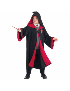Cape de sorcier enfant – noire et rouge – 5 à 10 ans