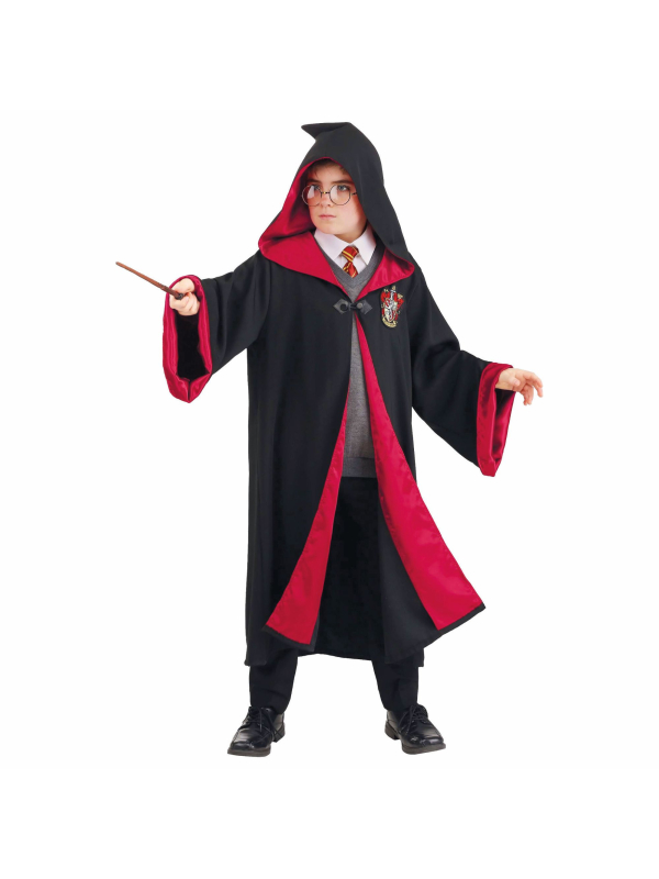 Cape de sorcier enfant – noire et rouge – 5 à 10 ans
