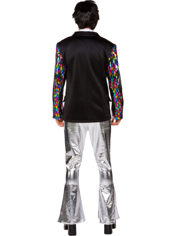 Pantalon disco évasé argent homme – Look scène & strass