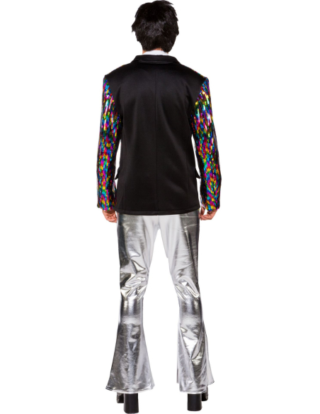 Pantalon disco évasé argent homme – Look scène & strass