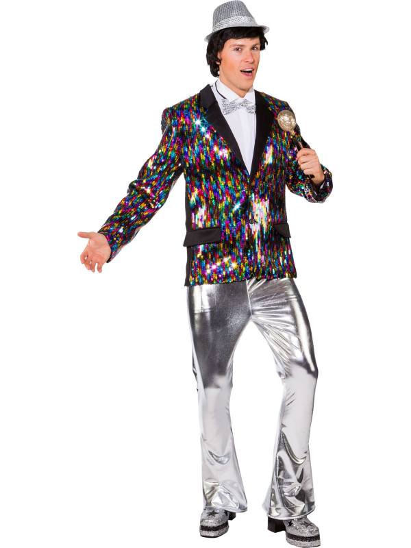 Pantalon disco évasé argent homme – Look scène & strass