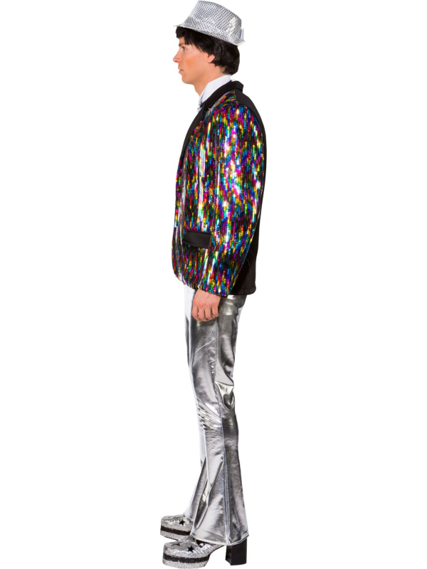 Pantalon disco évasé argent homme – Look scène & strass