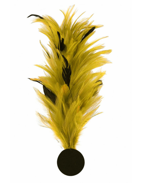 Broche plume décorative – Accessoire costume, chapeau & spectacle jaune