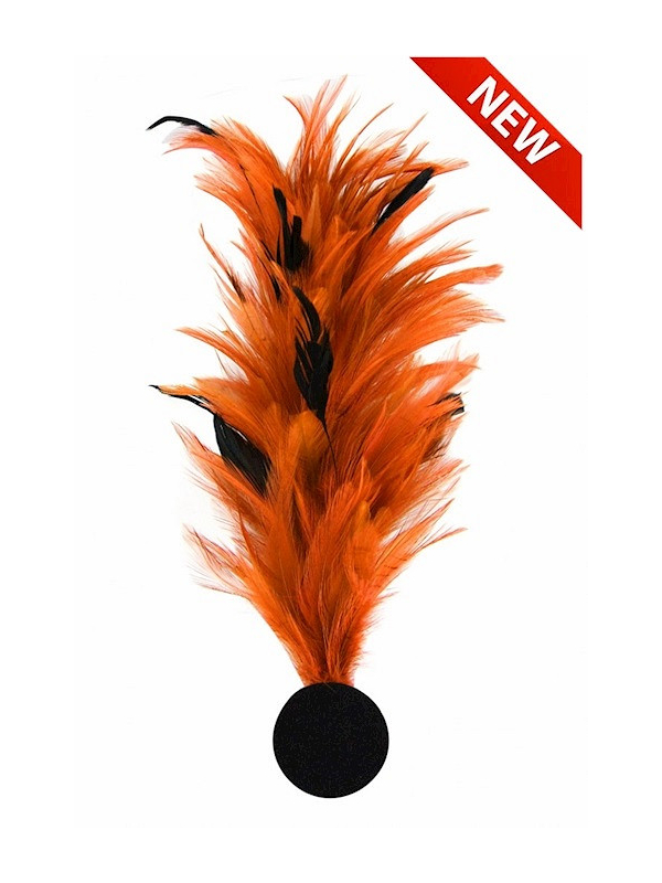 Broche plume décorative – Accessoire costume, chapeau & spectacle orange