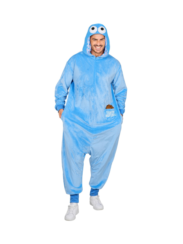 Combinaison pyjama “Monstre des bonbons” en peluche – Onesie kigurumi adulte mixte