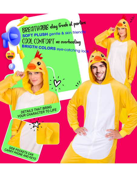 Combinaison pyjama poussin jaune – Onesie kigurumi mixte adulte