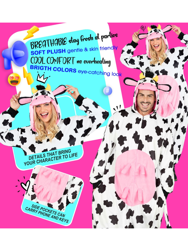 Combinaison pyjama vache – Onesie kigurumi mixte adulte avec pis ro