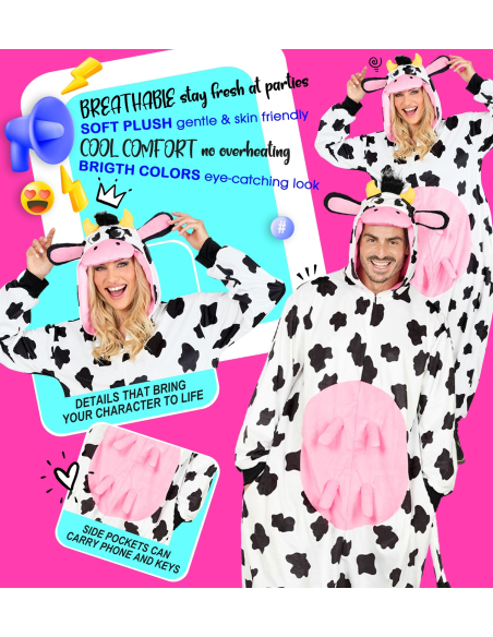 Combinaison pyjama vache – Onesie kigurumi mixte adulte avec pis ro