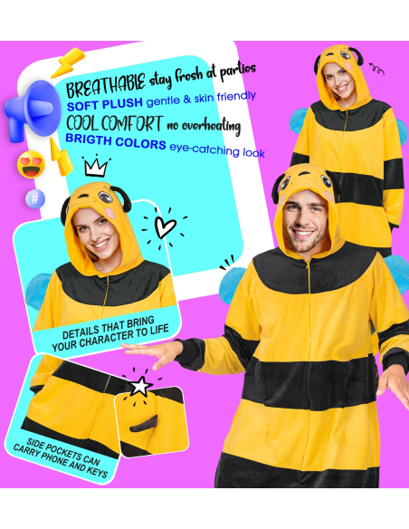 Combinaison pyjama abeille – Onesie kigurumi mixte adulte