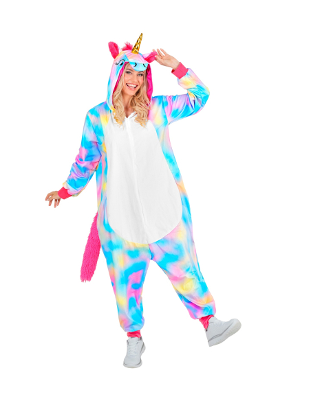 Combinaison pyjama licorne arc‑en‑ciel – Onesie kigurumi mixte adulte