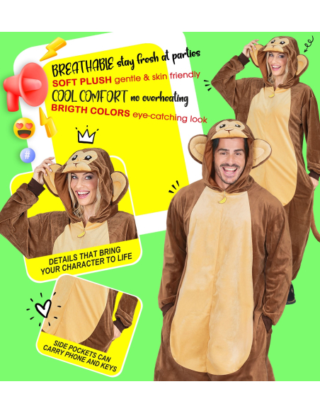 Combinaison pyjama singe – Onesie kigurumi mixte adulte