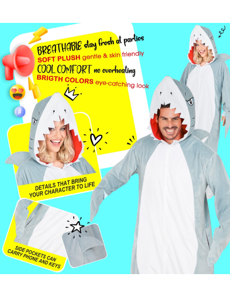 Combinaison pyjama requin – Onesie kigurumi mixte adulte