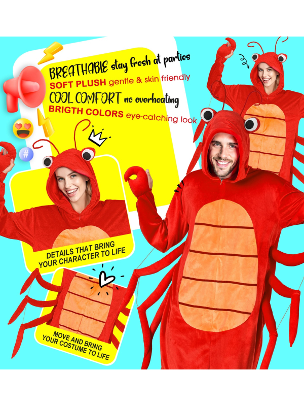 Combinaison déguisement homard – Costume crustacé rouge mixte adulte