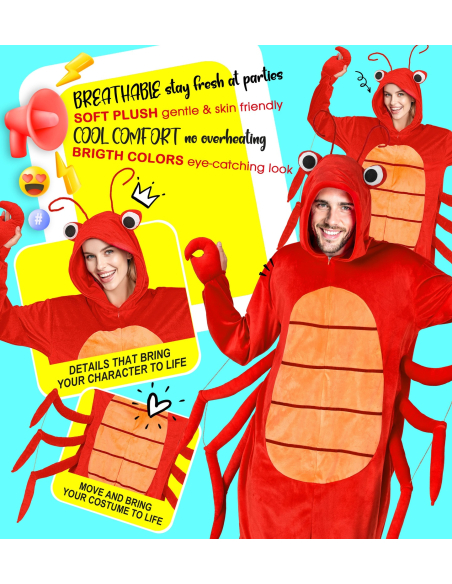 Combinaison déguisement homard – Costume crustacé rouge mixte adulte